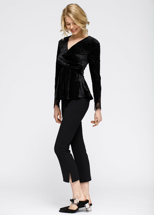 Women's Velvet Wrap Peplum Top