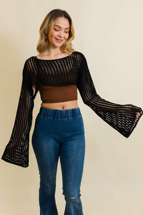 Loom Knitted Cropped Sweater Top