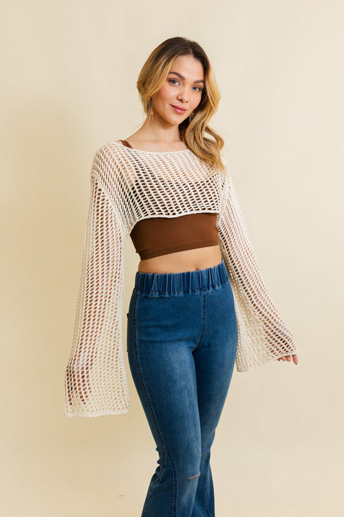 Loom Knitted Cropped Sweater Top