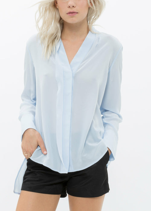 Women's Sheer Placket Hi Lo Top