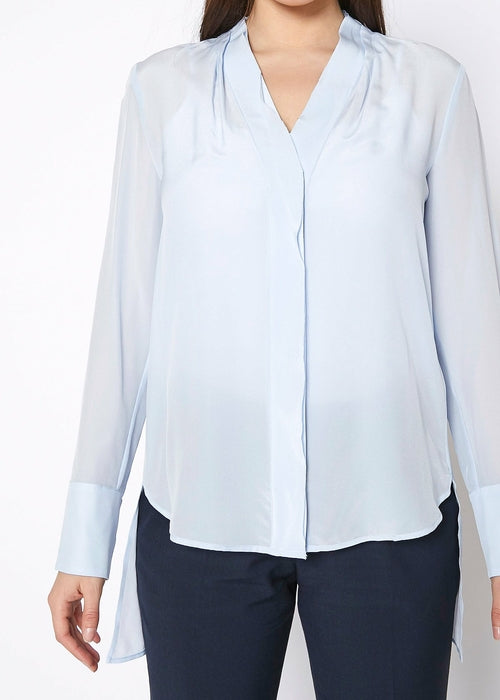 Women's Sheer Placket Hi Lo Top