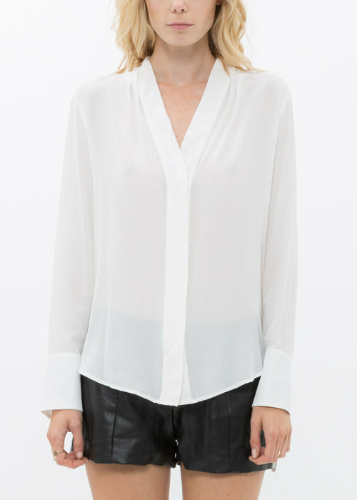 Women's Sheer Placket Hi Lo Top