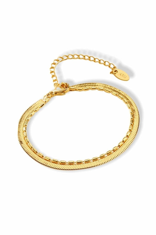 Flat Chain 18 Karats Two Layers Bracelet