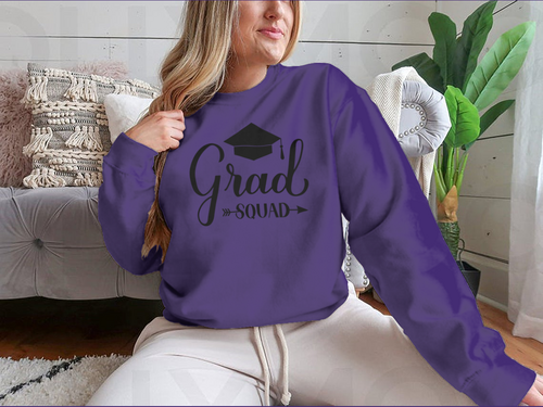 Grad Squad Calligraphy With Graduation Cap Design for Sweatshirt